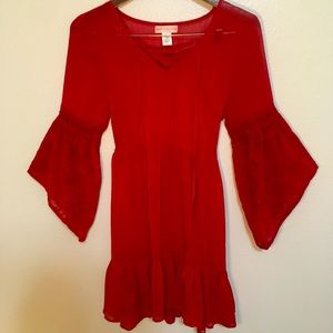 Band of Gypsies Red Chiffon Boho Dress